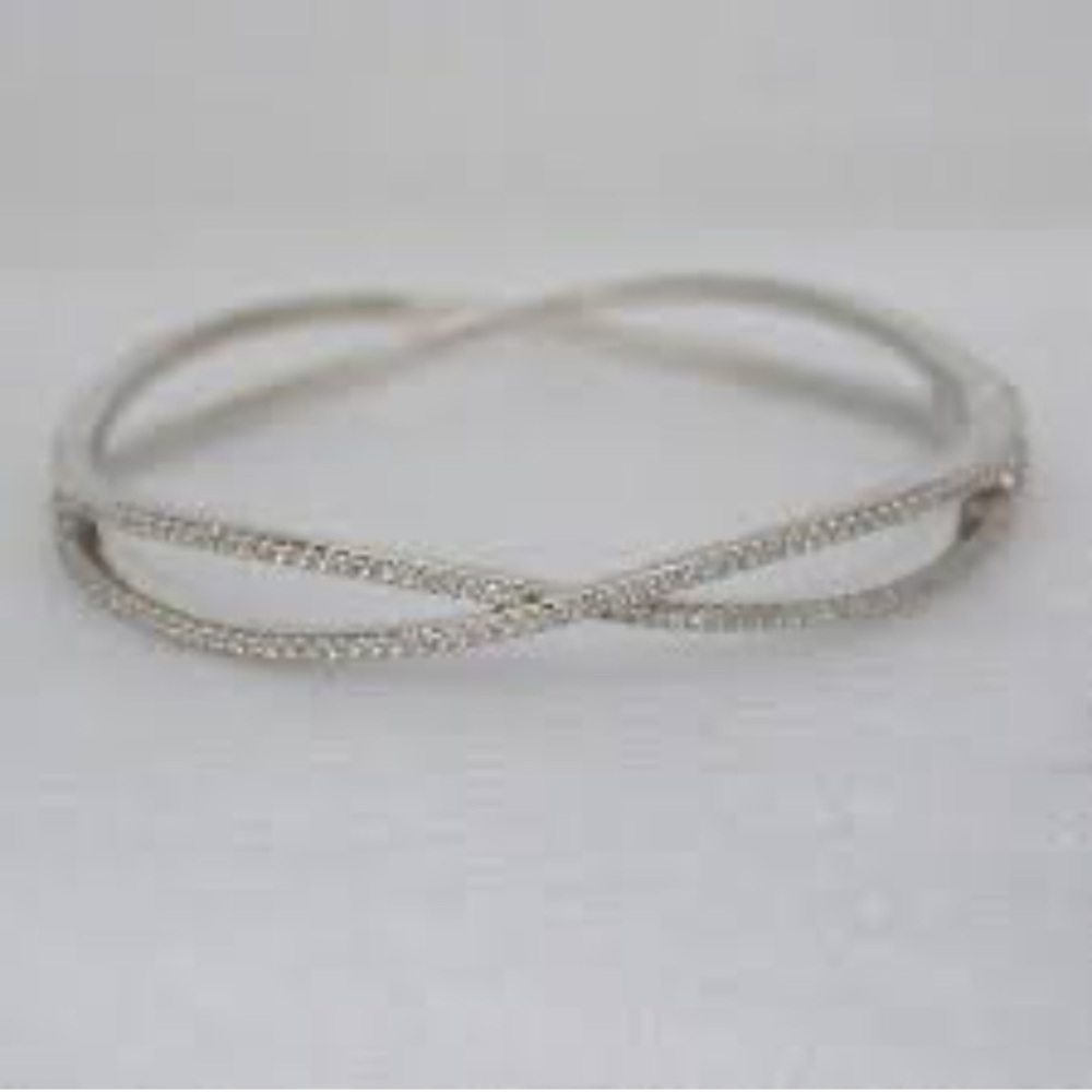 Kate spade cubic zirconia pave silver plated Infinite hinges bangle, new.